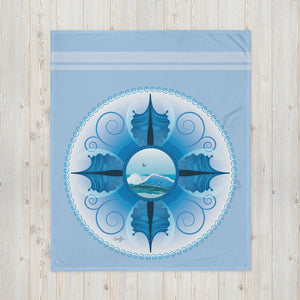 Blue Wave Mandala - Throw Blanket