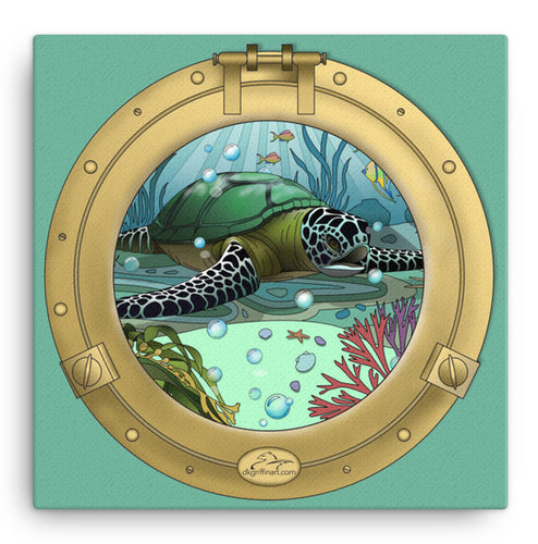 Sea Turtle Port Hole - Canvas Print 
