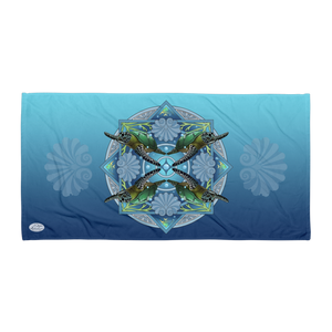 Sea Turtle Mandala by David K. Griffin - Beach Towel - dkgriffinart
