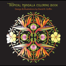 Load image into Gallery viewer, tropical; starfish; seahorse; tiki; mandala; pink flamingo; ukulele; bird of paradise; alligator; art; merhorse; seal;; sand dollar; pelican;  calming; relaxing activity; meditation; design; illustration; coloring; coloring book; beach vibe; tropics; art activity kids