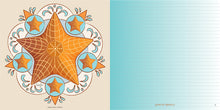Load image into Gallery viewer,  journal; tropical; starfish; stingray; seahorse; tiki; mandala; pink flamingo; lighthouse; ukulele; bird of paradise; alligator; art; carousel;sea turtle; merhorse; seal; cowgirl; mermaid; neptune; palm tree; mariner; jellyfish; sand dollar; pelican; blue wave; calming; relaxing activity; meditation; design; illustration;