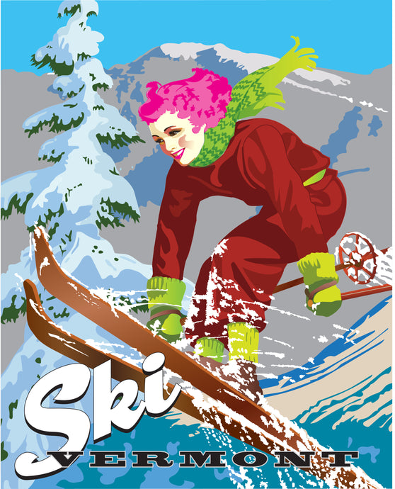 Retro Ski Vermont Print