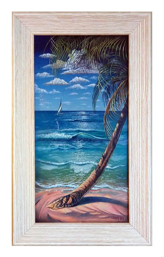 Coastal Palm - Ocean Landscape Painting by David K. Griffin - dkgriffinart