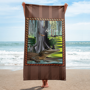 Alligator and Ghost Orchid  by David K. Griffin - Beach Towel - dkgriffinart
