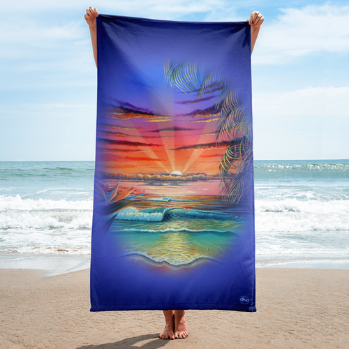 Bird of Paradise Sunset by David K. Griffin - Beach Towel - dkgriffinart