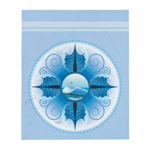 Blue Wave Mandala - Throw Blanket