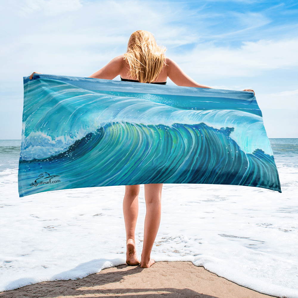 Crashing Wave - Beach Towel by David K. Griffin - dkgriffinart