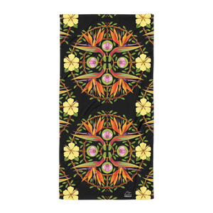 Tropical Flower Mandala by David K. Griffin - Beach Towel - dkgriffinart