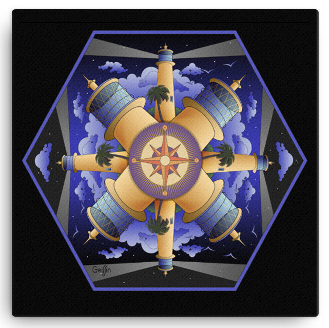 Lighthouse Mandala by David K.Griffin - Canvas Print - dkgriffinart