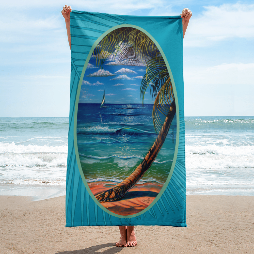 Palm Tree by David K. Griffin -  Beach Towel - dkgriffinart
