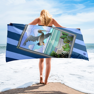 Pelican Soaring - Beach Towel - dkgriffinart