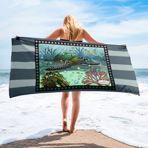 Sea Turtle Beach Towel - dkgriffinart