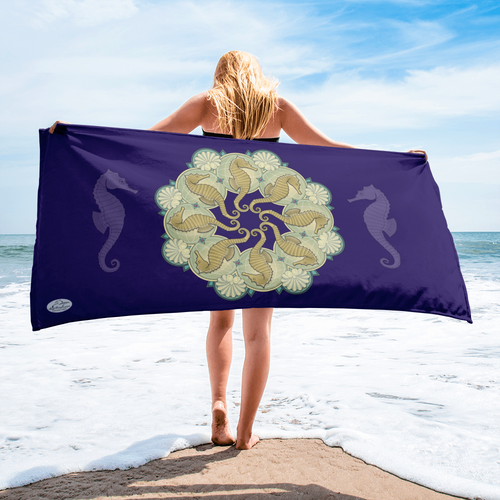 Seahorse Mandala by David K. Griffin - Beach Towel - dkgriffinart