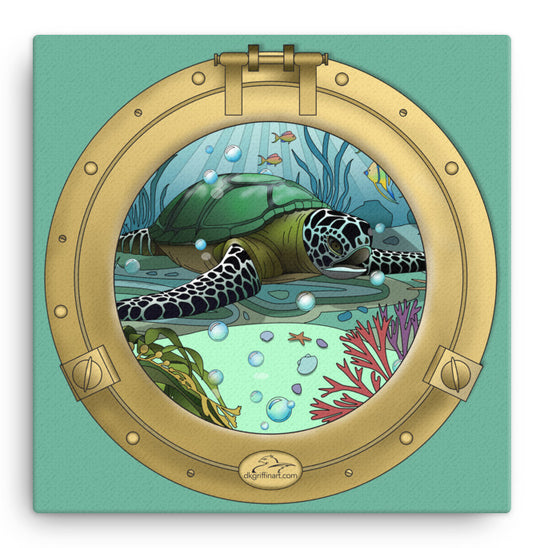 Sea Turtle Port Hole - Canvas Print 