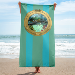 Sea Turtle Port Hole by David K. Griffin - Beach Towel - dkgriffinart