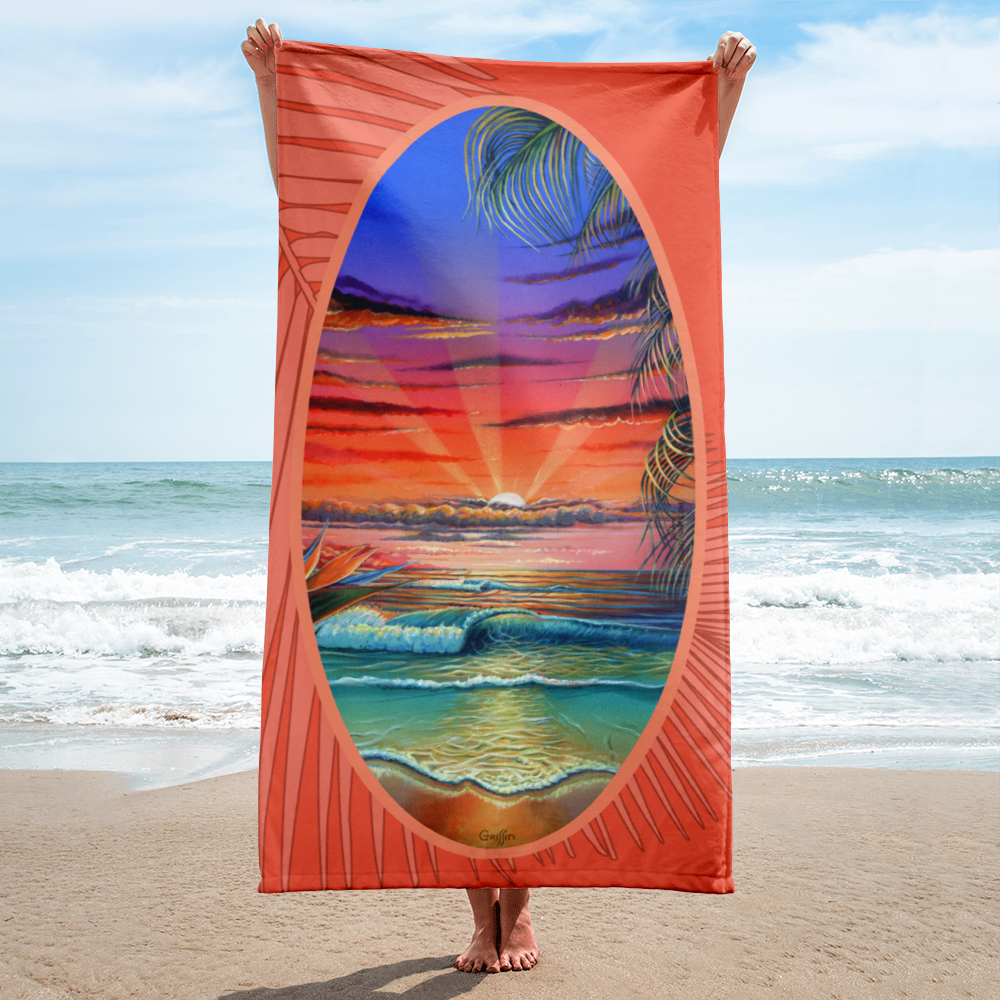 Sunset Ocean by David K. Griffin - Beach Towel - dkgriffinart
