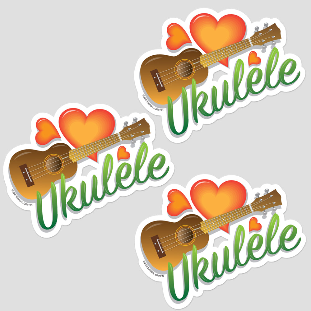 Ukulele Love by David K. Griffin - (3)Stickers - dkgriffinart
