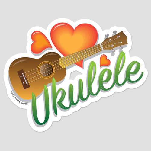 Ukulele Love by David K. Griffin - Sticker - dkgriffinart